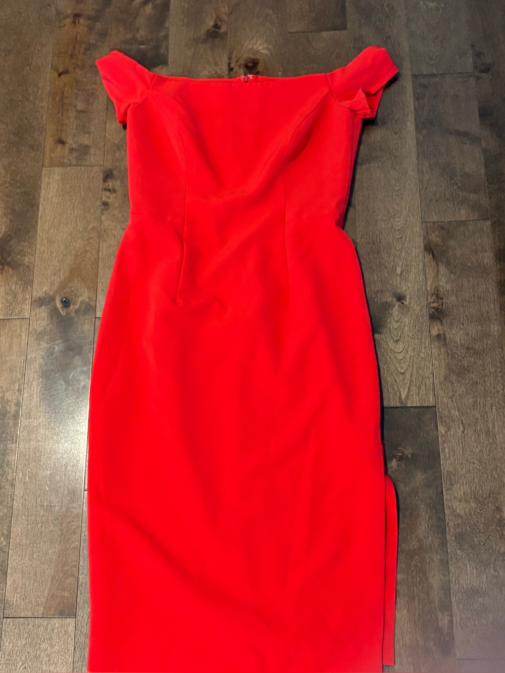 Milly off the Shoulder Bold Red Sheath Dress